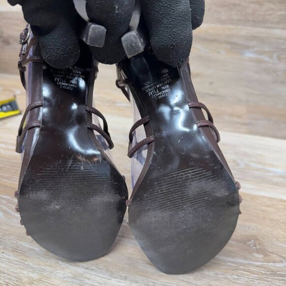 Carlos Fandango Strappy Open Toe Brown Sandals Women's Size 7.5 - Picture 5 of 7